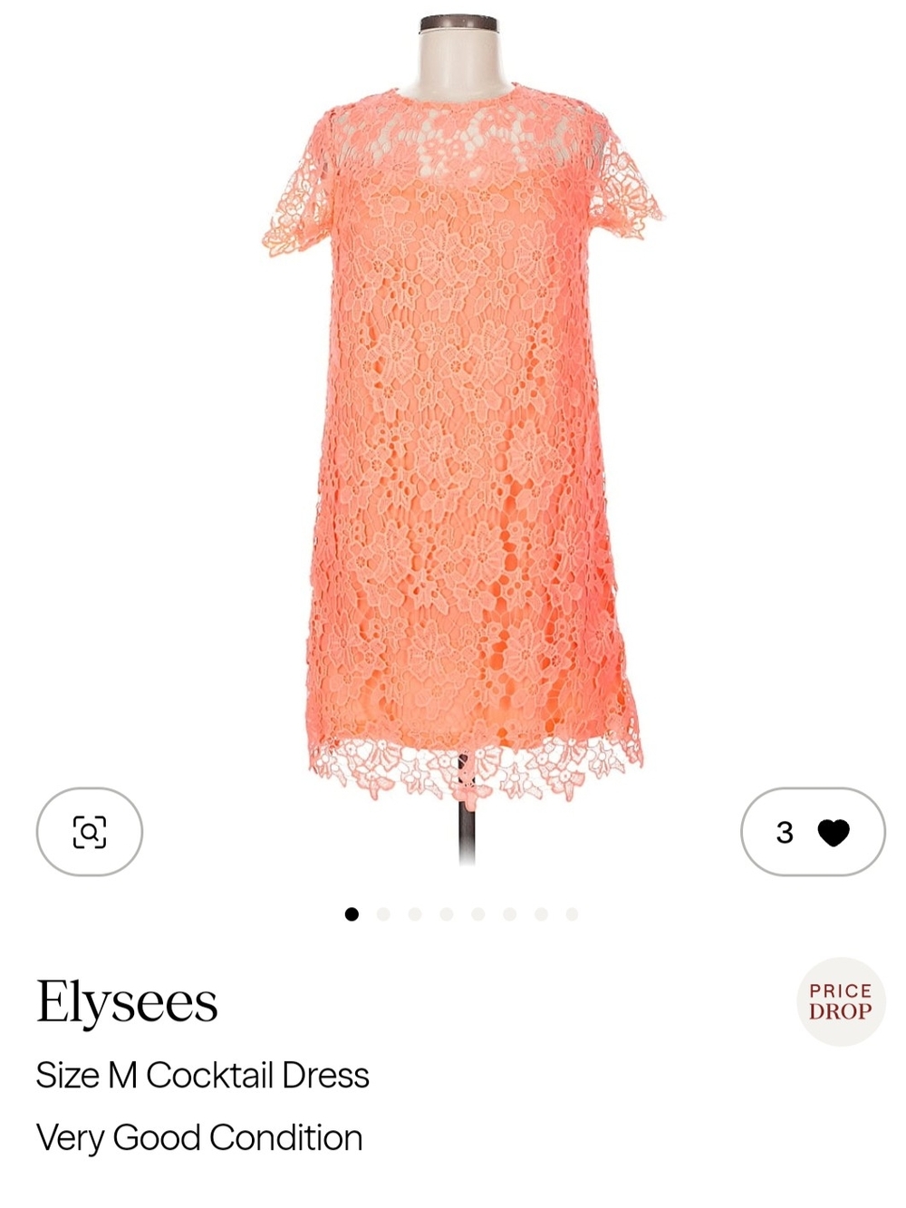 Coral Lace Mini Dress